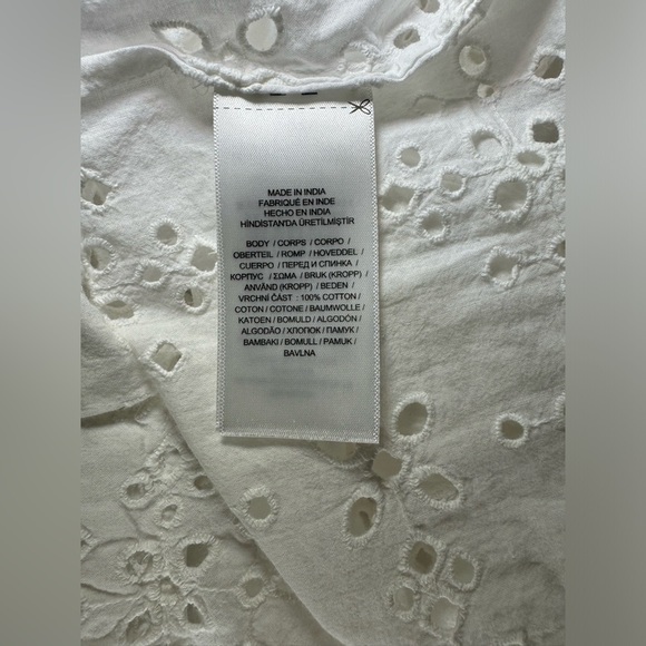 Lauren Ralph Lauren Black Label White Eyelet Long Sleeve Button Down Shirt SizeM - Picture 8 of 12